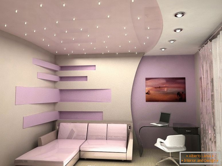 Luxusný strečový strop white-purple. 