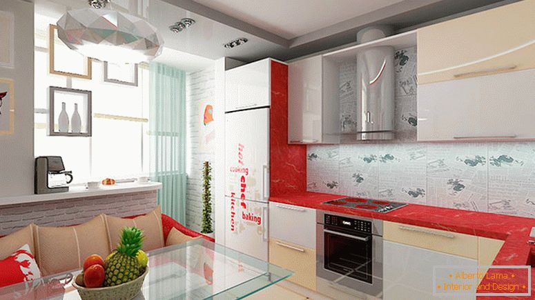 Moderná kuchyňa spojená s balkónom
