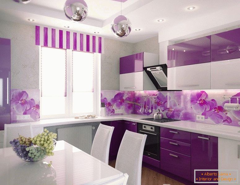 Lilac farba v kuchyni