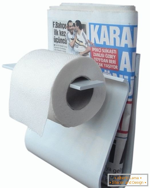 Držiak na toaletný papier s poličkou na noviny