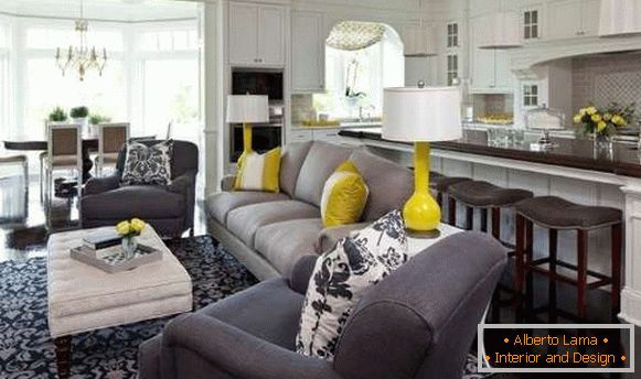Kuchyňa design jedáleň v interiéri súkromného domu - krásna kombinácia farieb