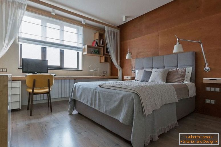 moderným spálňa-s-dreveného-zvýrazňujúce-peľasť stenu