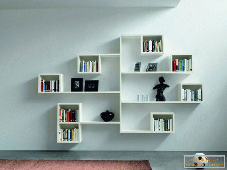 nábytok, interiér, očarujúce-bielo-montáž na stenu-cube-knižnej police-on-Cool-nástenných políc-Cool-múr-police dekorácie