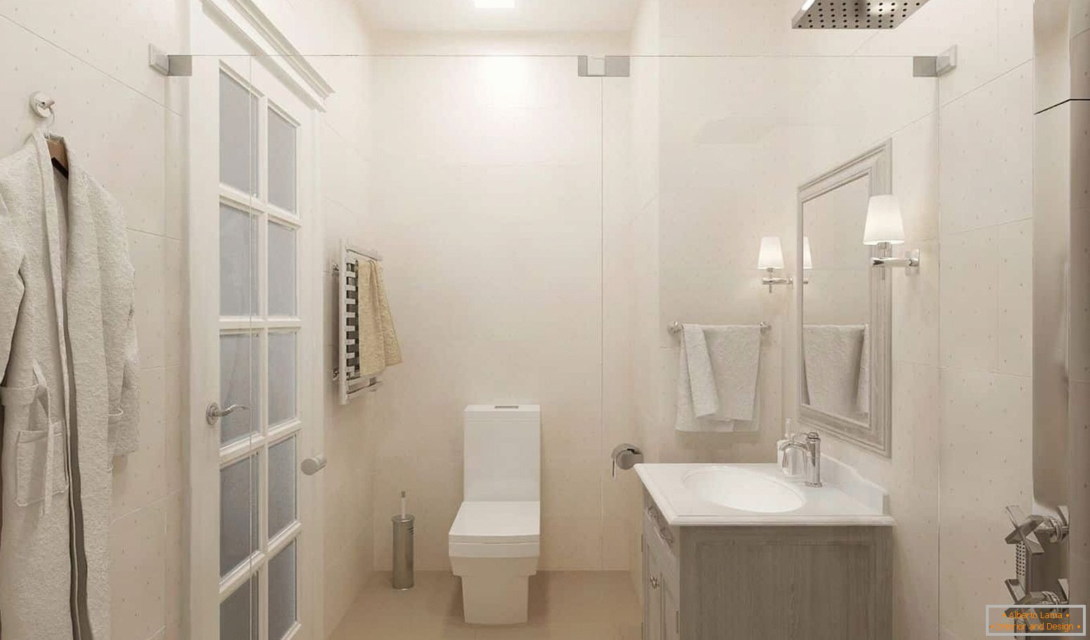 Biela kúpeľňa v interiéri