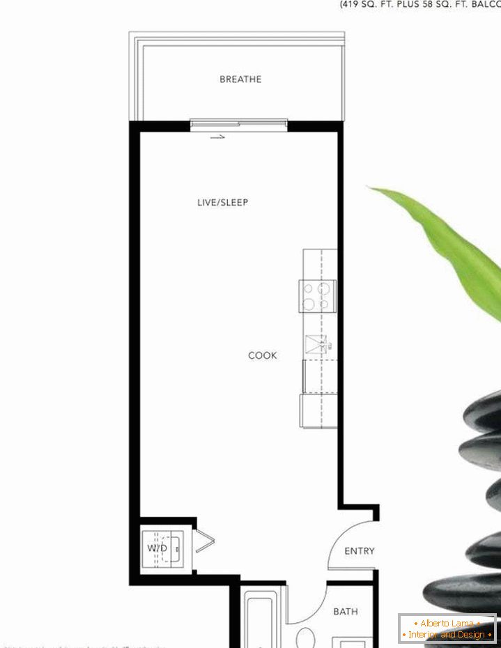 Schéma projektu malého bytu vo Vancouveri