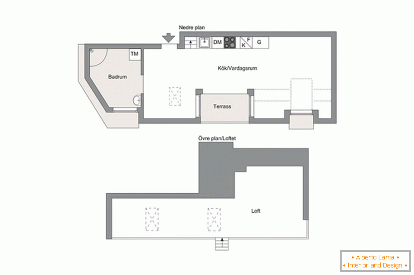 Jednoizbový apartmán v dvoch úrovniach s loggiou