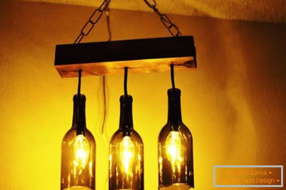 Prívesné lampy z fľaše s vlastnými rukami