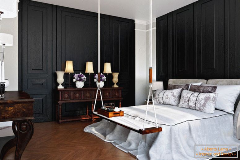 black-wall-in-interiér-klasický-spálne
