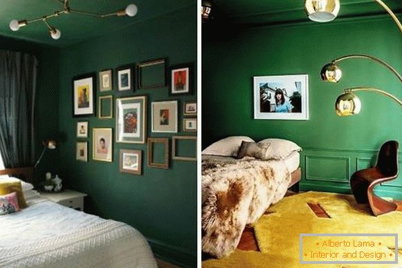 Tmavé tapety v interiéri - fotografie v zelených tónoch