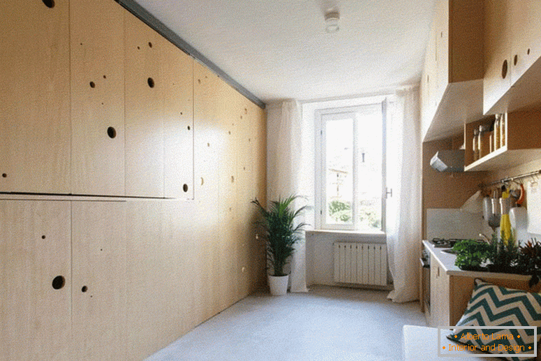Interiér malého transformovaného bytu