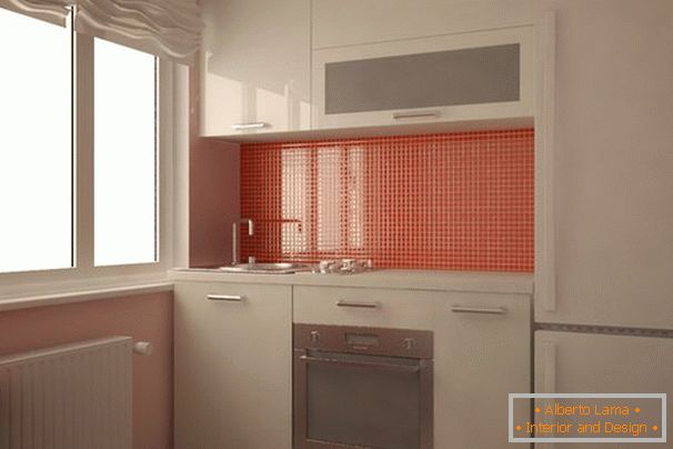 Kuchyňa v bielej farbe s oranžovými akcentmi