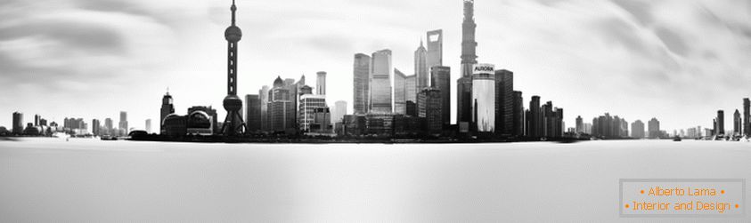 Čiernobiela panoramatická fotografia Singapuru