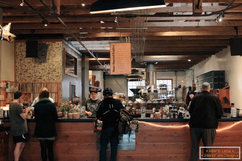Interiér kaviareň v San Franciscu