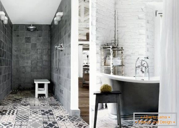 Kúpeľňový dizajn v podkroví - nápady na fotografie pre dlaždice