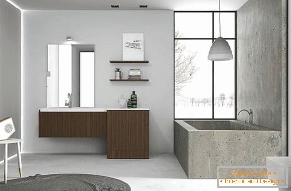 Moderný kúpeľňový nábytok v podkroví