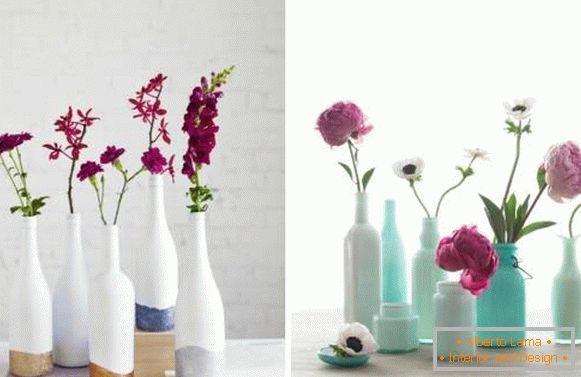 Vázy zo sklenených fliaš s vlastnými rukami - ako maľovať