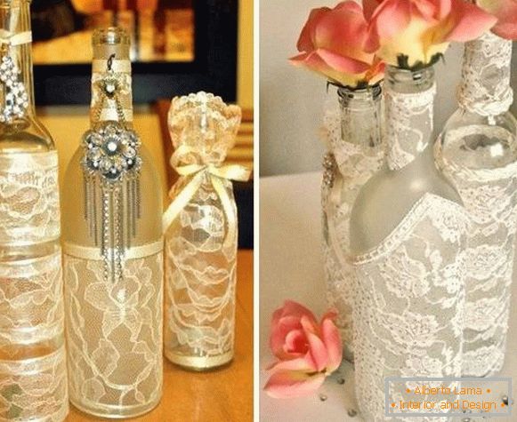 Ako urobiť krásnu vázu z fľaše a čipky