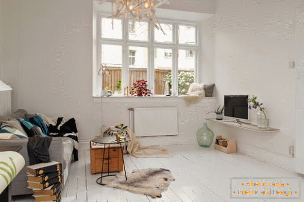Obývacia izba v škandinávskom štýle