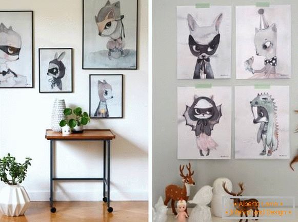 Obrázky zvierat ako výzdoba stien v interiéri