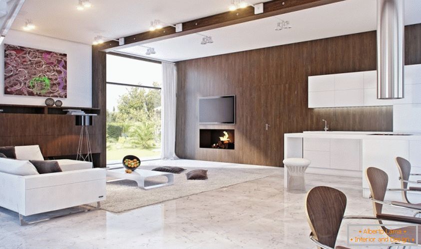 interiérový dizajn minimalizmu v obývacej izbe
