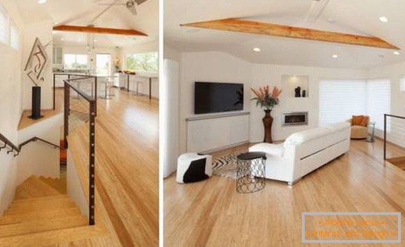 Návrh podkrovia - fotografia kombinovanej kuchyne obývacej izby
