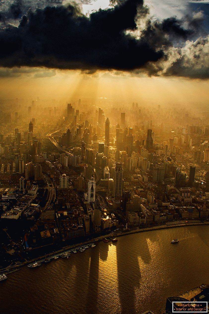 Krajina Šanghaja z pohľadu z vtáčej perspektívy
