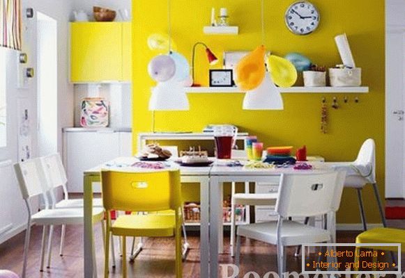 Jedáleň v žltej farbe